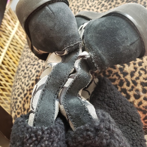 COACH, boots, silver & /black, suede, size 7.5 - Picture 2 of 5
